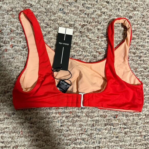 NWT DOLCE VITA Knot Crop Bikini Swim Top Cherry Red- Size XS - Picture 7 of 7